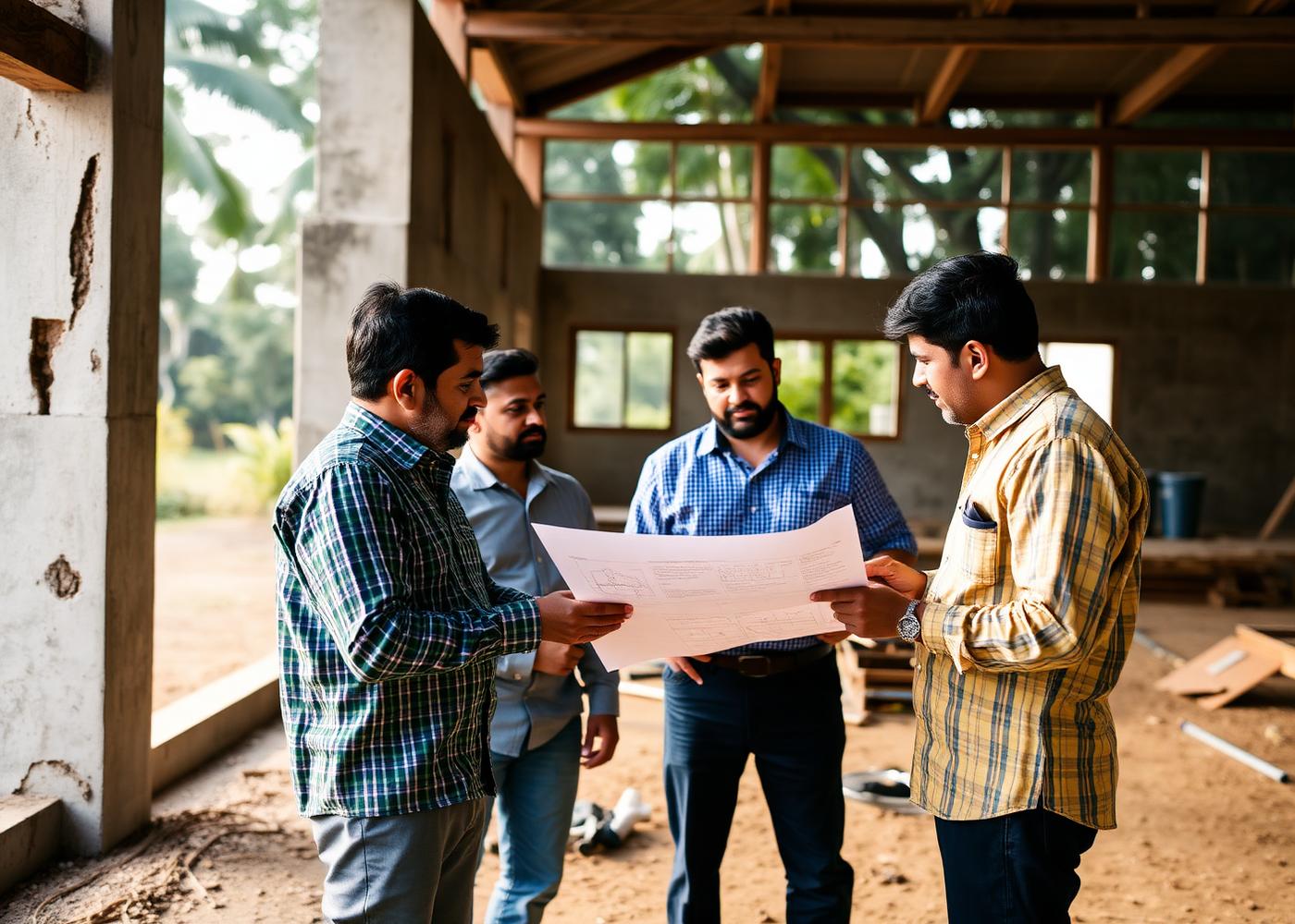 Atlas Builders team reviewing plans on site